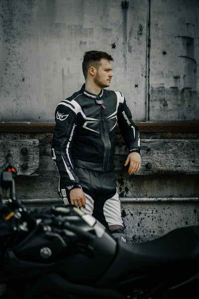 Berik Radic Motorcycle Leather / Textile Jacket#color_black-white