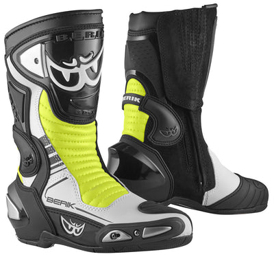 Berik Race-X EVO Motorcycle Boots#color_black-white-yellow