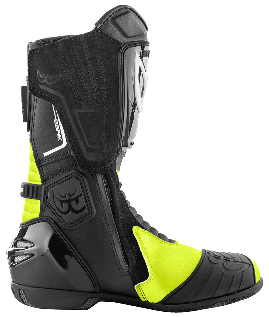 Berik Donington Motorcycle Boots#color_black-yellow-fluo