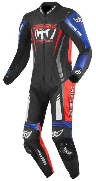 Berik Absolute GP One Piece Motorcycle Leather Suit#color_black-red-blue