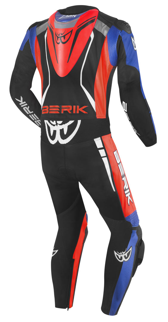 Berik Absolute GP One Piece Motorcycle Leather Suit#color_black-red-blue