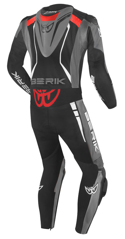 Berik Absolute GP One Piece Motorcycle Leather Suit#color_black-grey-red