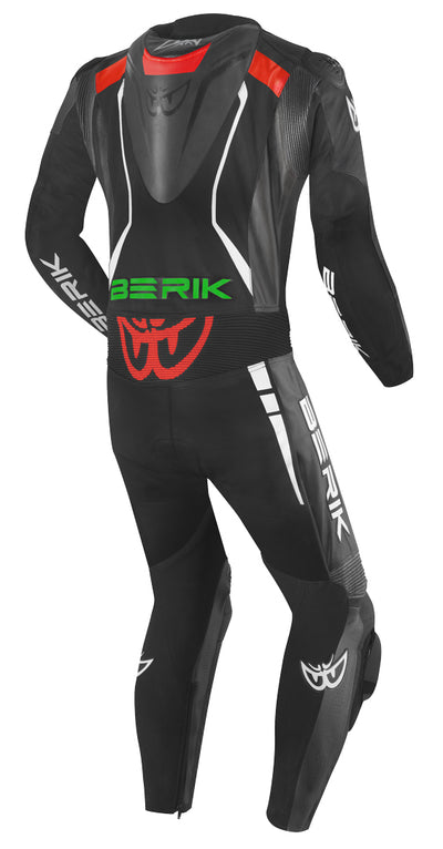 Berik Absolute GP One Piece Motorcycle Leather Suit#color_black-red-green