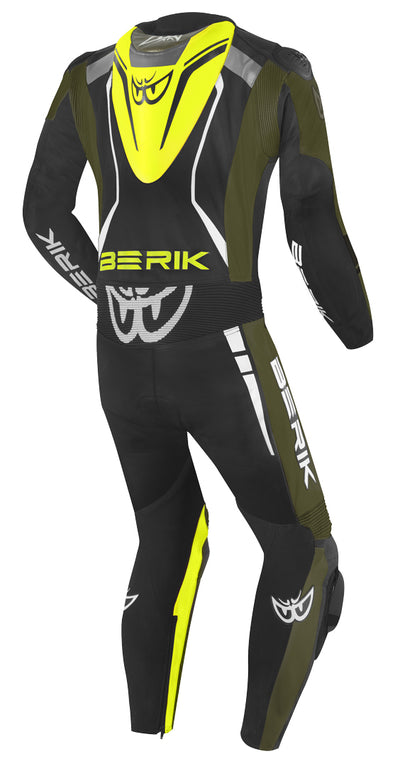 Berik Absolute GP One Piece Motorcycle Leather Suit#color_black-fluo-yellow-green