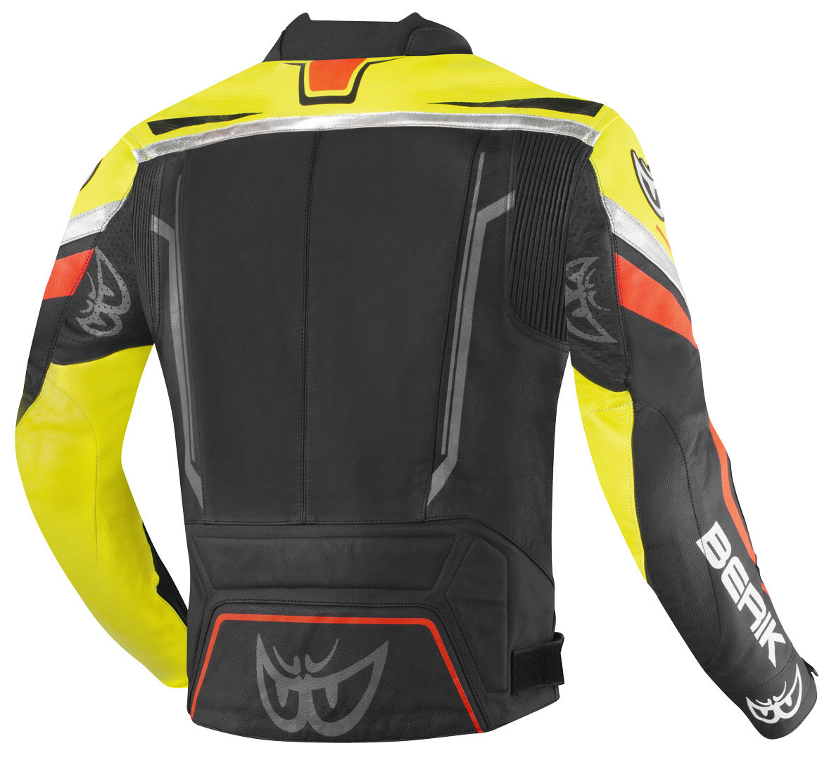 Berik Absolute Race Motorcycle Leather Jacket#color_black-neon-yellow-neon-red-white