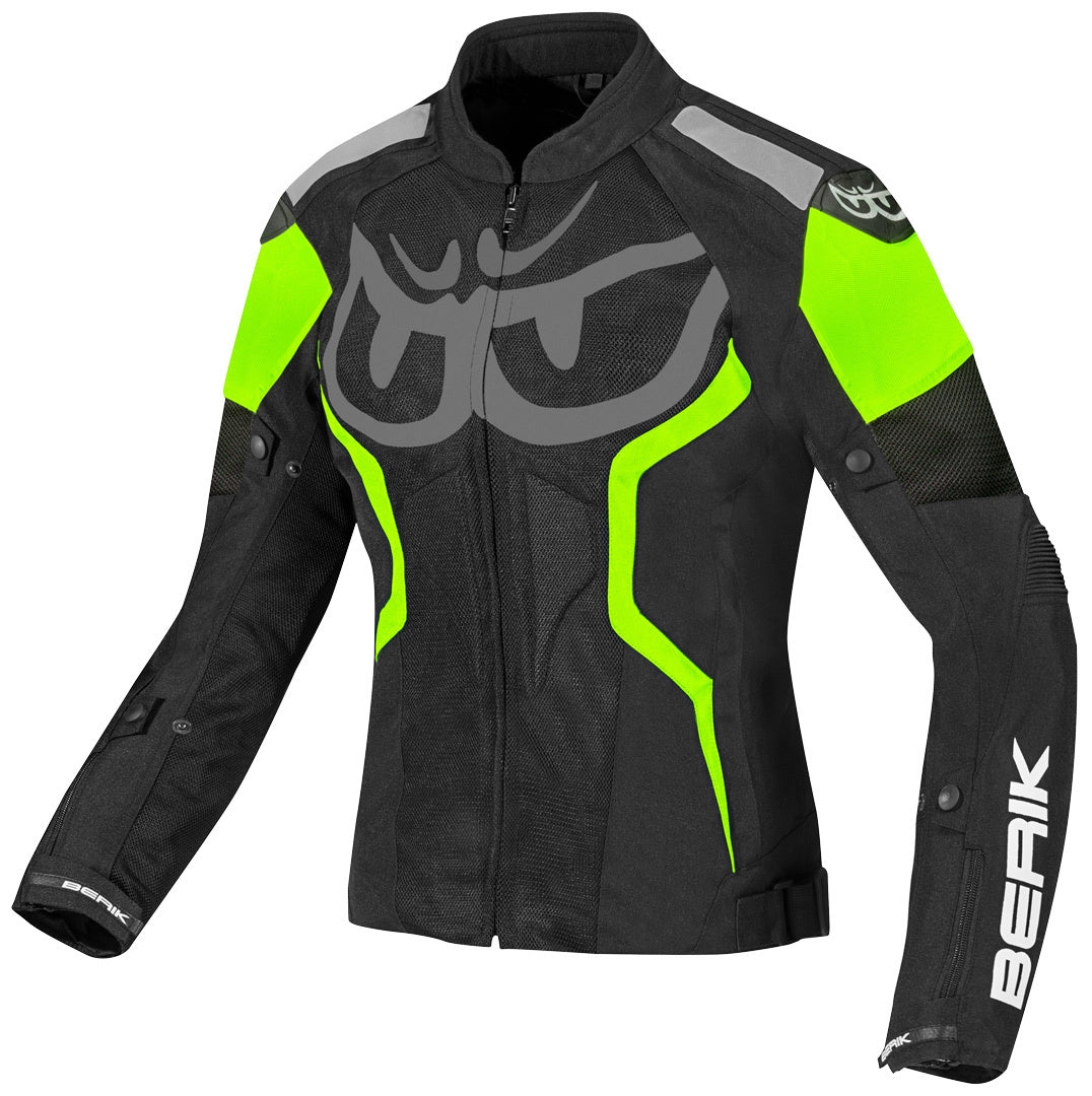 Berik Imola Air Ladies Motorcycle Textile Jacket#color_black-white-green