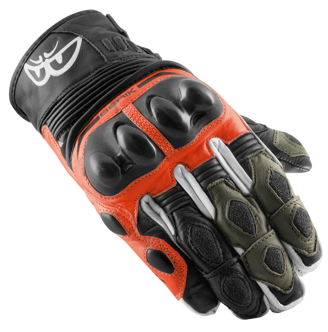 Berik Nador Motocycle Gloves#color_black-neon-red-green