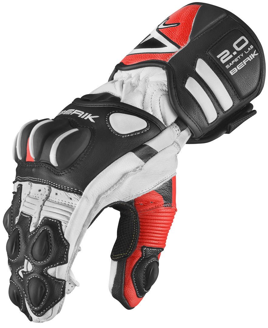 Berik Thunar Evo Motorcycle Gloves#color_black-white-neonred