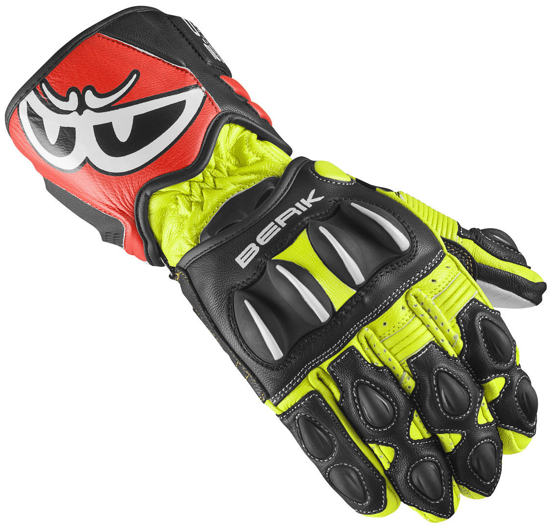 Berik Thunar Evo Motorcycle Gloves#color_black-neonyellow-neonred