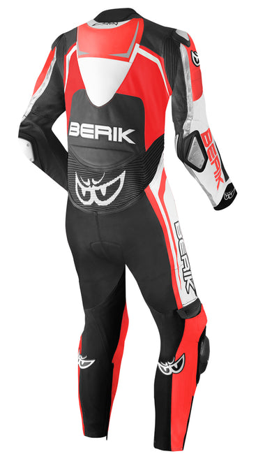 Berik Race-Tech One Piece Motorcycle Leather Suit#color_black-red-white