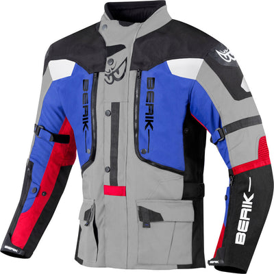 Berik Dakota Waterproof 3in1 Motorcycle Textile Jacket#color_black-grey-blue-red