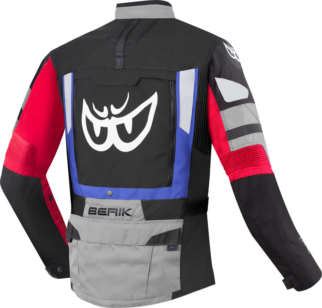 Berik Dakota Waterproof 3in1 Motorcycle Textile Jacket#color_black-grey-blue-red