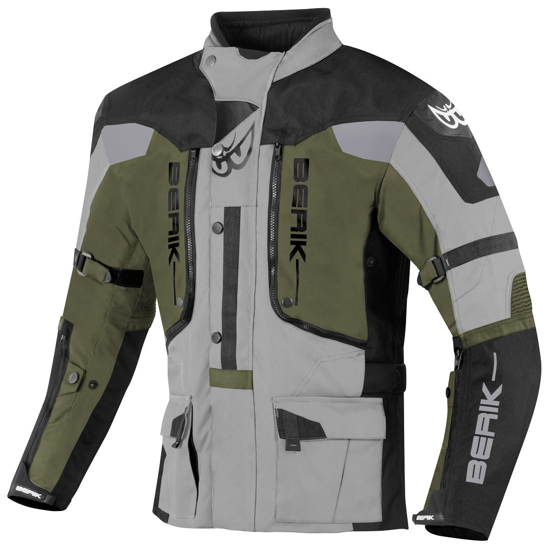 Berik Dakota Waterproof 3in1 Motorcycle Textile Jacket#color_black-grey-green