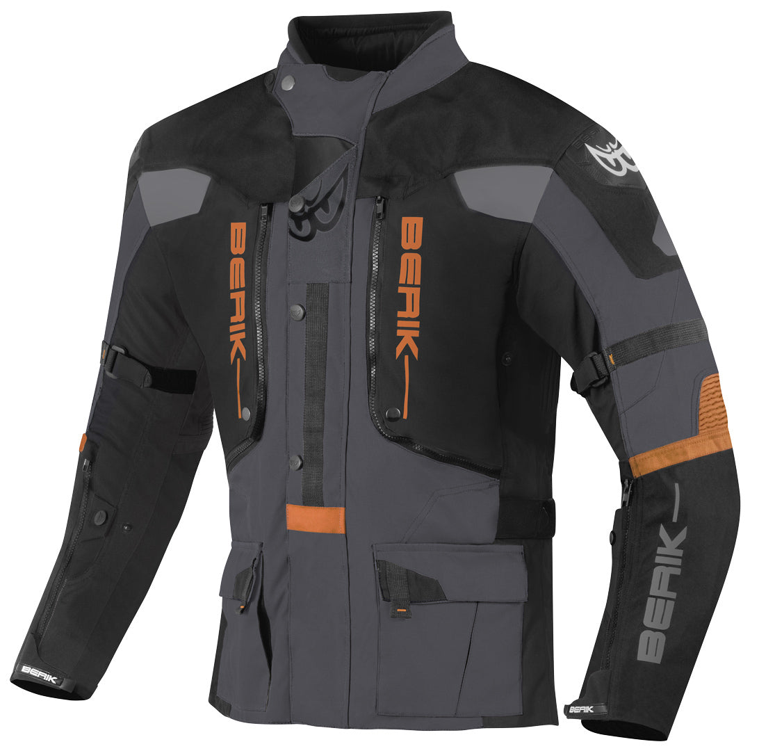 Berik Dakota Waterproof 3in1 Motorcycle Textile Jacket#color_black-grey-orange