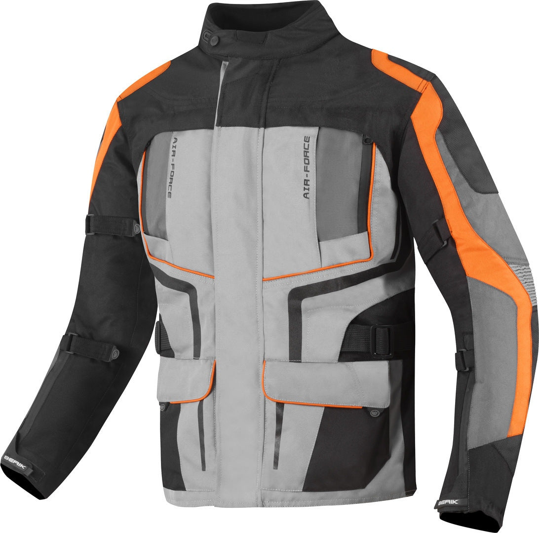 Berik Safari Waterproof 3in1 Motorcycle Textile Jacket#color_black-grey-orange