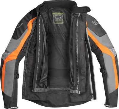 Berik Safari Waterproof 3in1 Motorcycle Textile Jacket#color_black-grey-orange