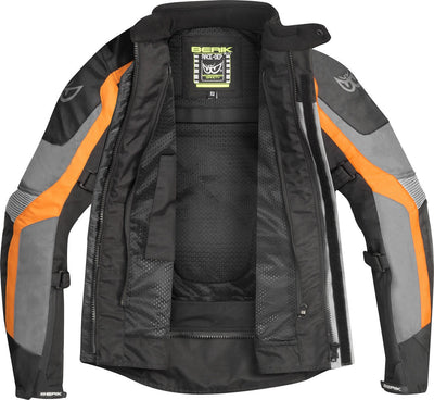 Berik Safari Waterproof 3in1 Motorcycle Textile Jacket#color_black-grey-orange