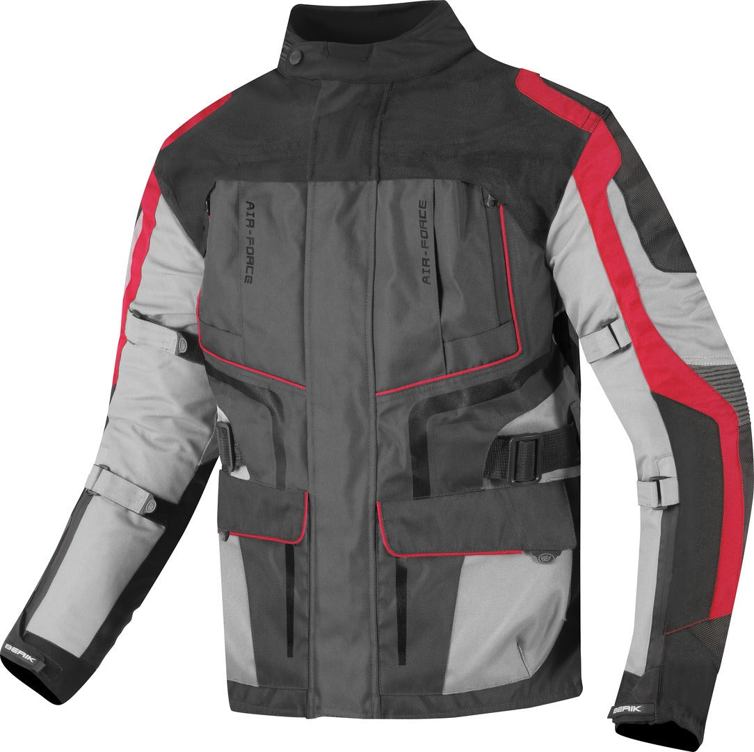 Berik Safari Waterproof 3in1 Motorcycle Textile Jacket#color_black-red