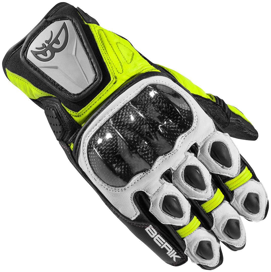 Berik Namib Motorcycle Gloves#color_black-white-fluo-yellow