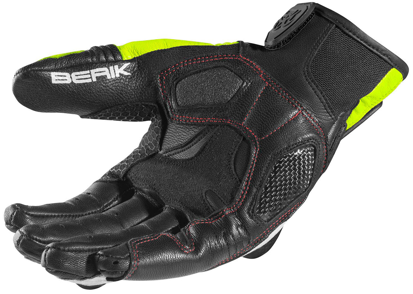 Berik Namib Motorcycle Gloves#color_black-white-fluo-yellow