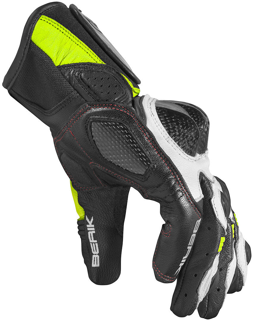 Berik Namib Motorcycle Gloves#color_black-white-fluo-yellow