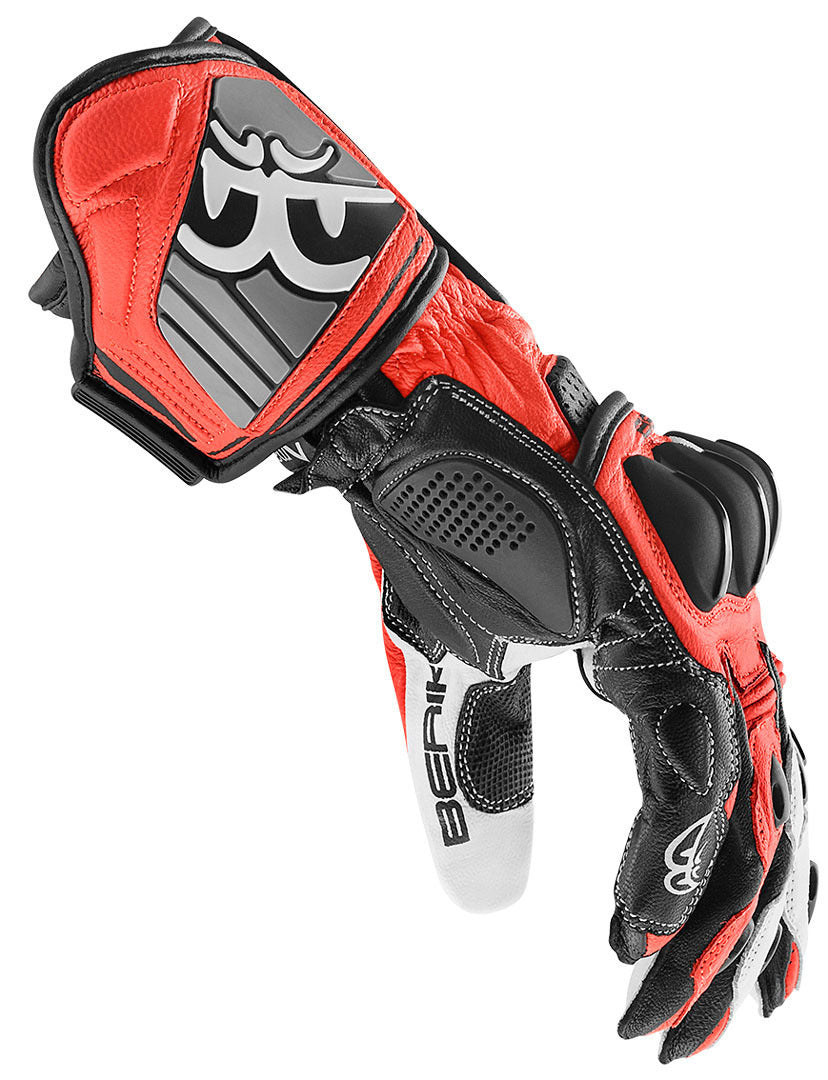 Berik Track Motorcycle Gloves#color_black-red-white