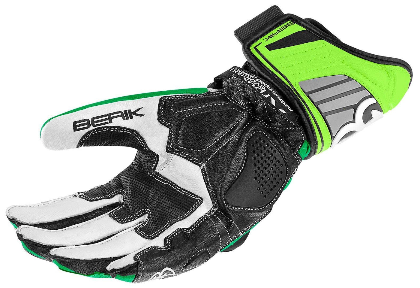 Berik Track Motorcycle Gloves#color_black-green-white