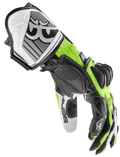 Berik Track Motorcycle Gloves#color_black-white-fluo-yellow