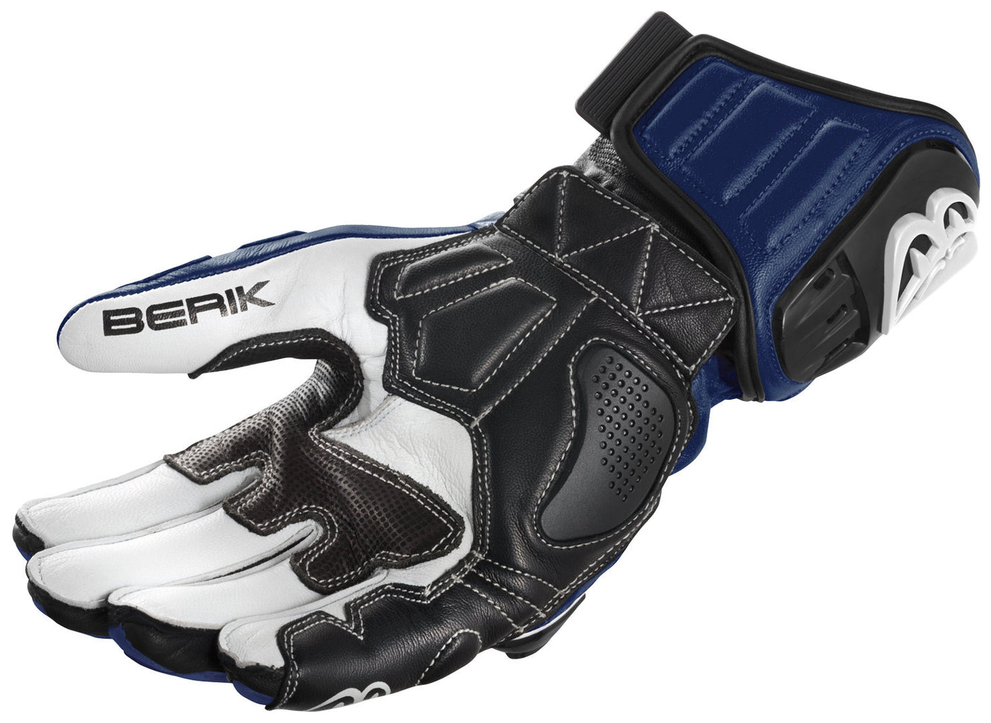 Berik Track Plus Motorcycle Gloves#color_blue-black-white