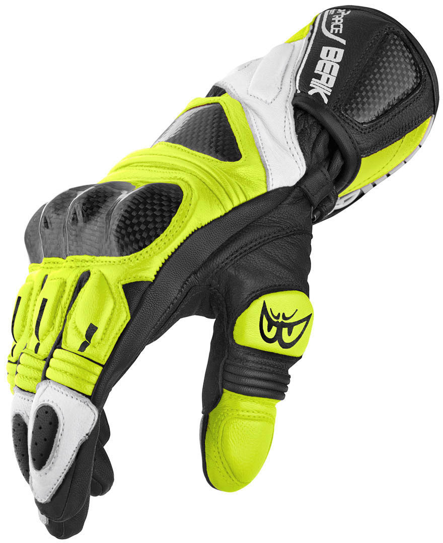 Berik Namib Pro Motorcycle Gloves#color_black-white-fluo-yellow