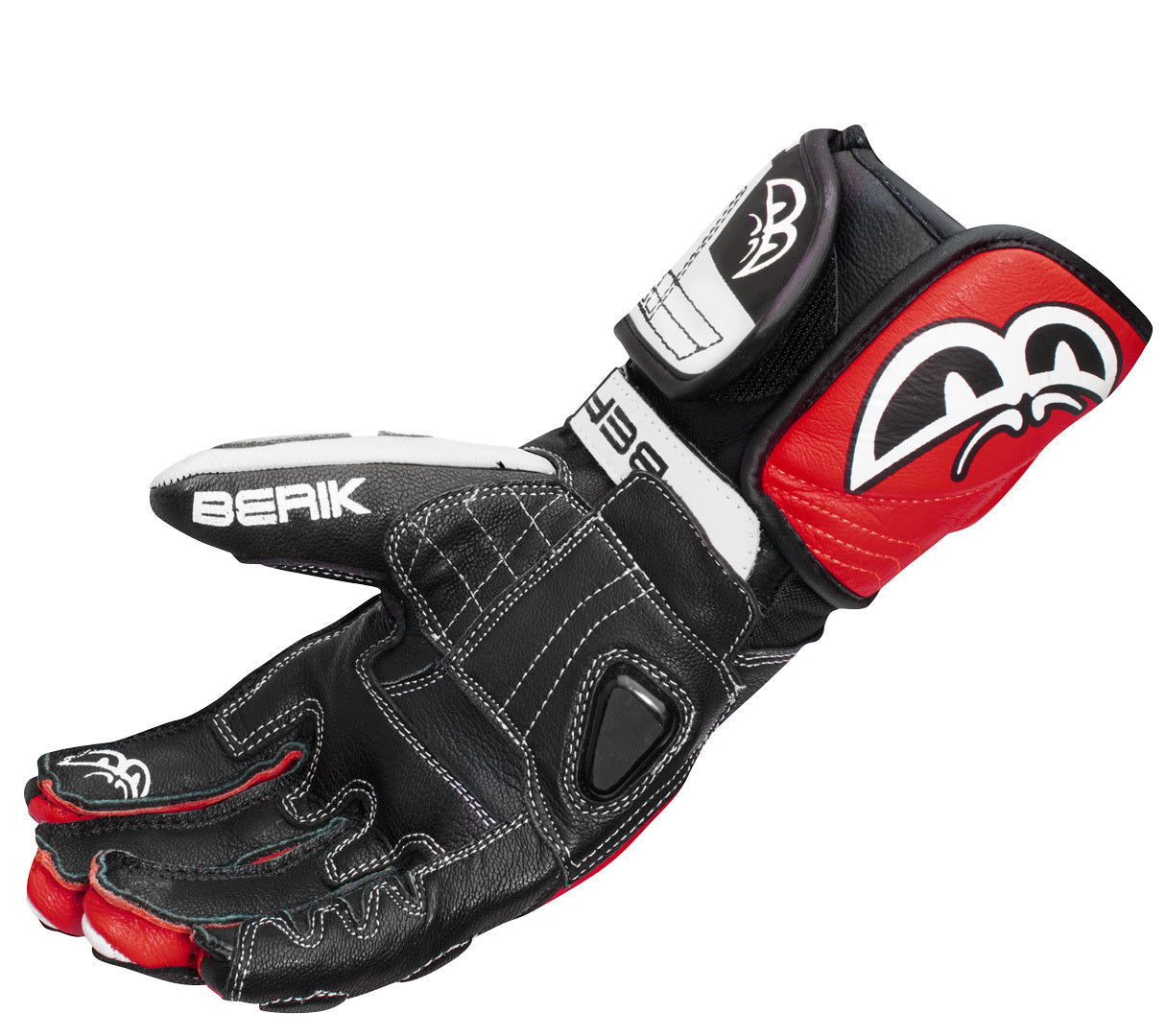 Berik Track Pro Motorcycle Gloves#color_black-red-white