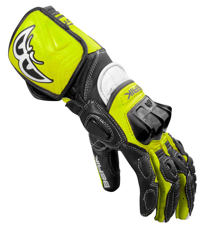 Berik Track Pro Motorcycle Gloves#color_black-white-yellow