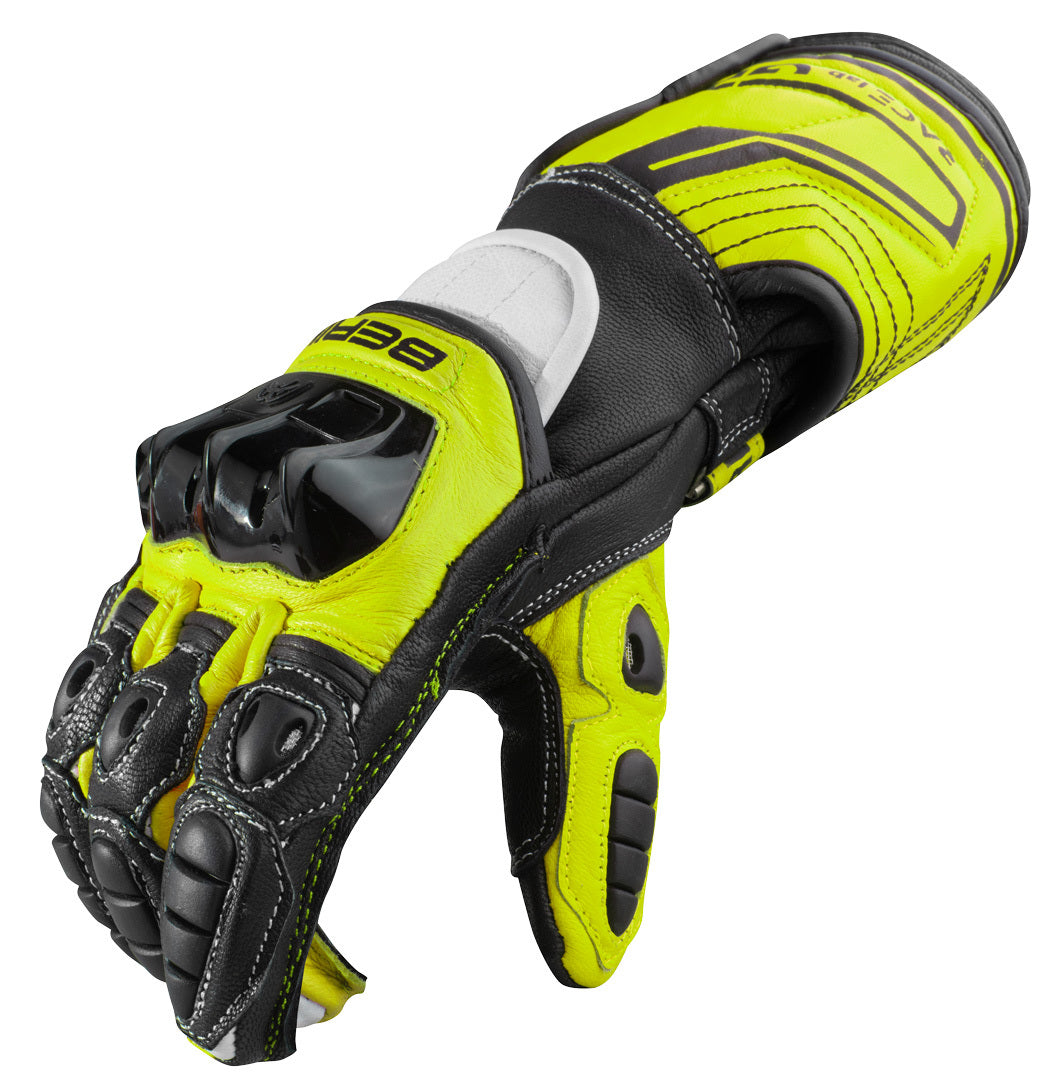 Berik Track Pro Motorcycle Gloves#color_black-white-yellow