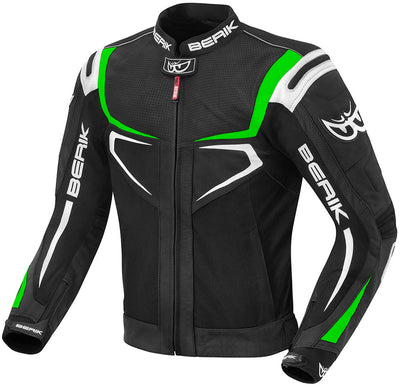 Berik Radic Motorcycle Leather / Textile Jacket#color_black-green-white