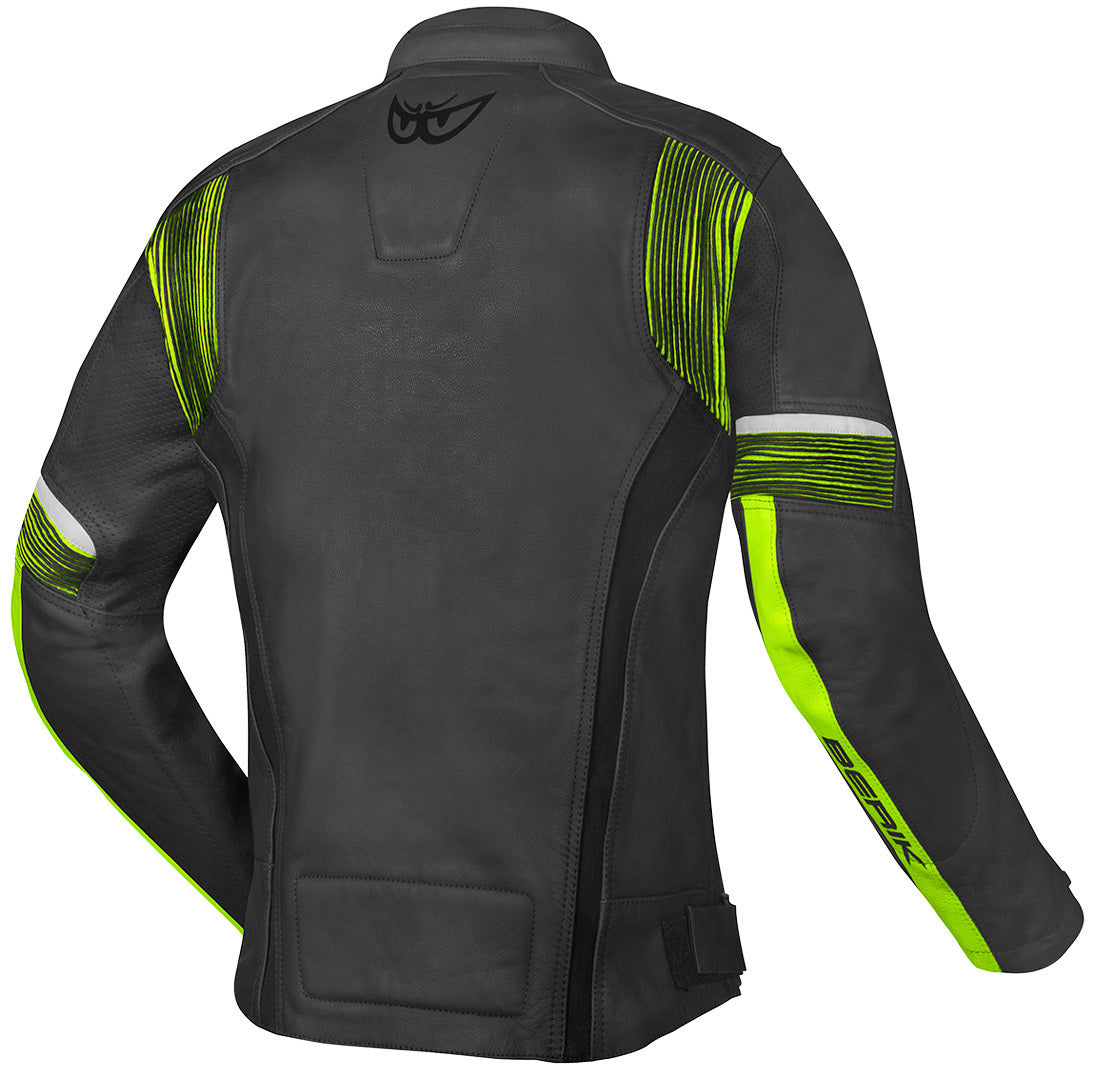 Berik Flexius Motorcycle Leather Jacket#color_black-yellow