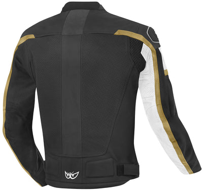 Berik Sportivo Motorcycle Leather Jacket#color_black-white-bronze