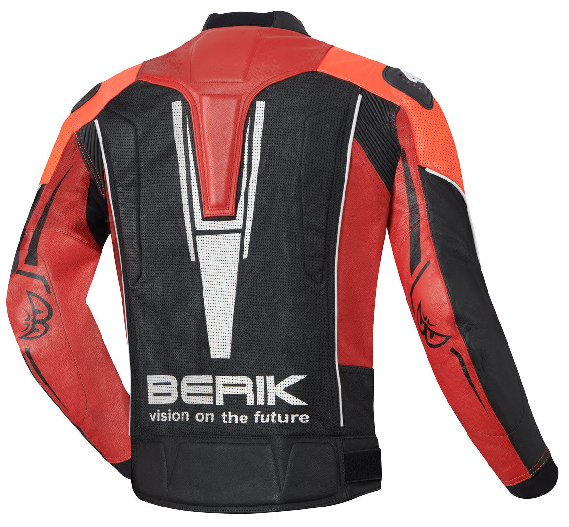 Berik Street Motorcycle Leather Jacket#color_black-red