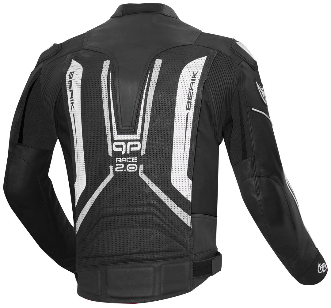 Berik Street Pro Motorcycle Leather Jacket#color_black-white