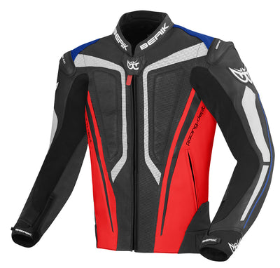 Berik Street Pro Motorcycle Leather Jacket#color_black-red-blue