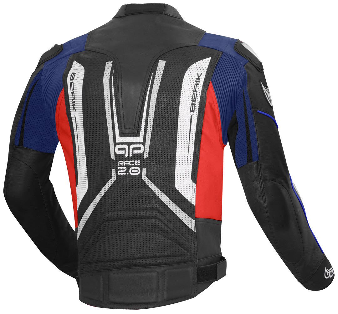 Berik Street Pro Motorcycle Leather Jacket#color_black-red-blue