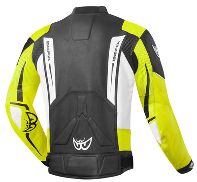 Berik Striper Evo Motorcycle Leather Jacket#color_black-white-yellow