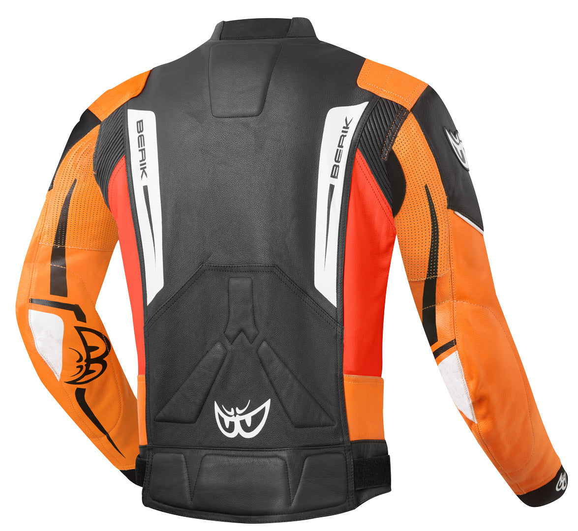 Berik Striper Evo Motorcycle Leather Jacket#color_black-orange