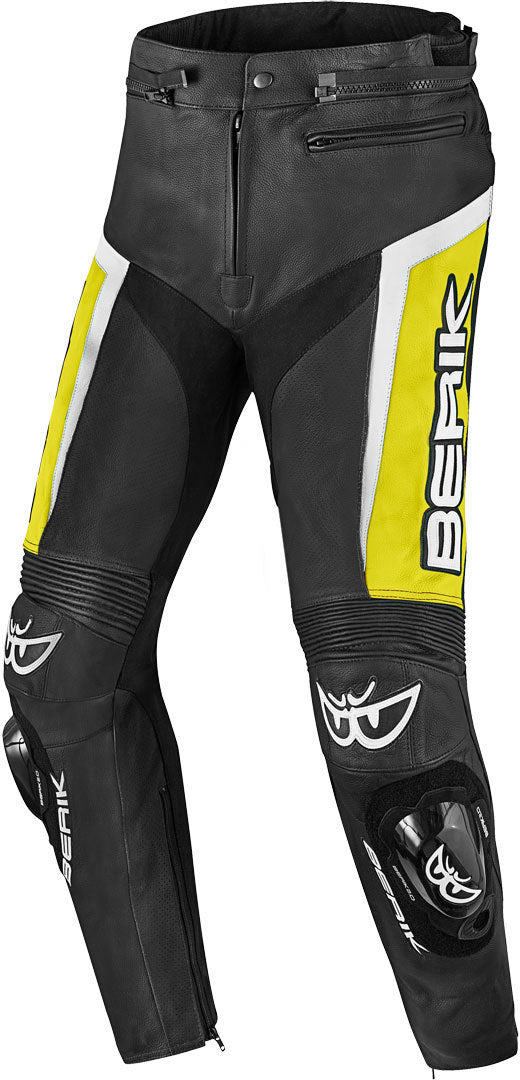 Berik Misle Motorcycle Leather Pants#color_black-white-yellow