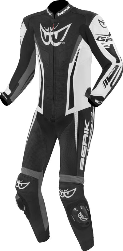 Berik Monza One Piece Motorcycle Leather Suit#color_black-white-grey