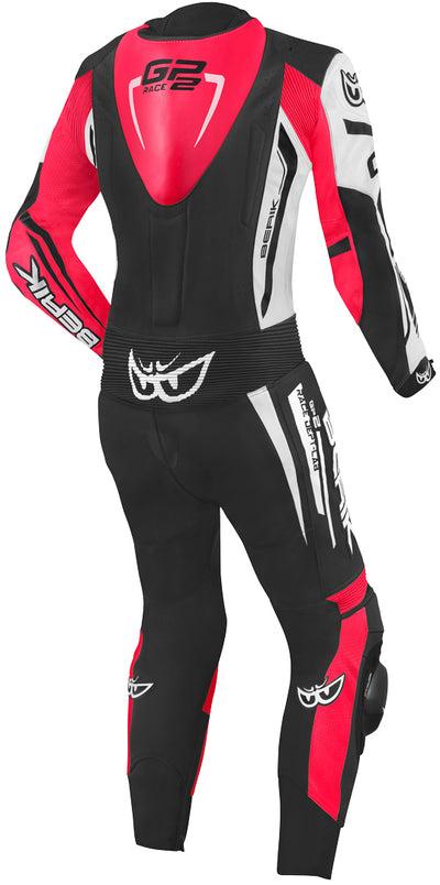 Berik Monza Ladies One Piece Motorcycle Leather Suit#color_black-white-pink