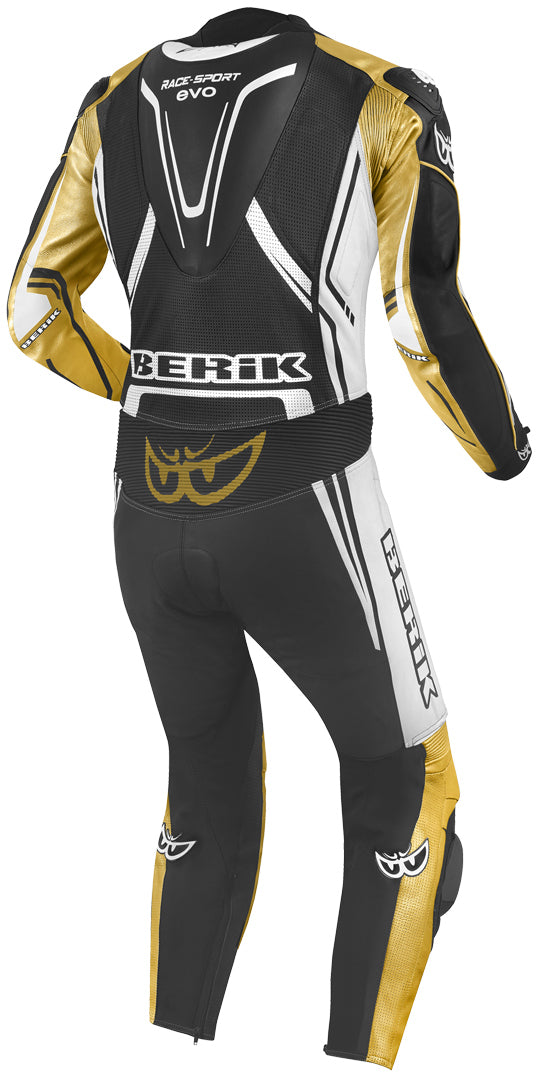 Berik Adria-X One Piece Motorcycle Leather Suit#color_black-white-gold