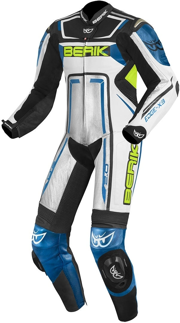 Berik Cosmic One Piece Motorcycle Leather Suit#color_black-white-blue