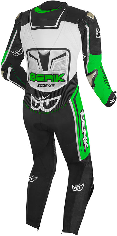 Berik Cosmic One Piece Motorcycle Leather Suit#color_black-white-green