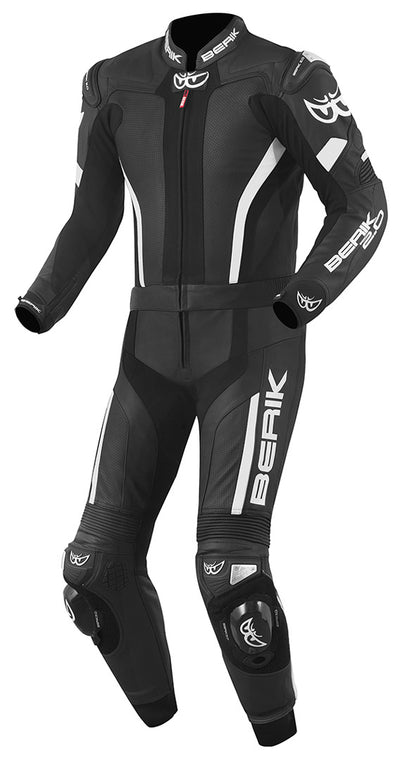 Berik Losail Two Piece Motorcycle Leather Suit#color_black-white