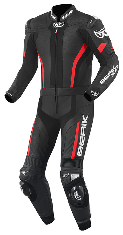 Berik Losail Two Piece Motorcycle Leather Suit#color_black-red